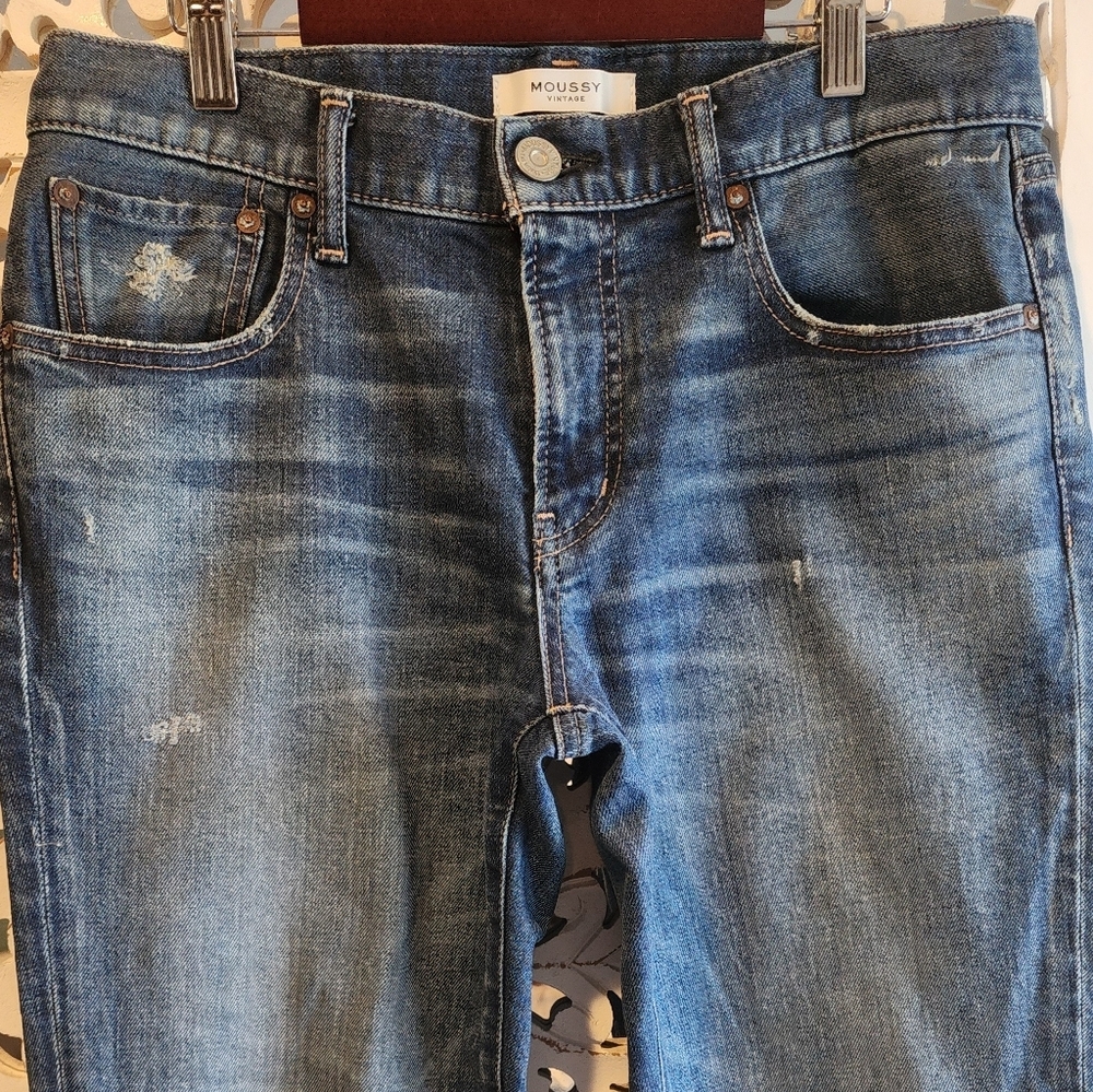 MOUSSY VINTAGE DISTRESS RIDIG SUNDANCE SKINNY CROPPED JEANS SZ 28 - Picture 7 of 16